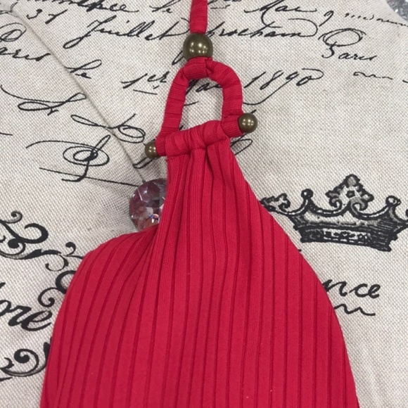 Red Carter Adanna Plunge One-Piece Halter Swimsuit - Picture 5 of 10